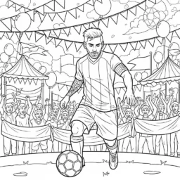 Desenho de Messi em um Festival de Futebol para Colorir