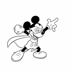 Desenho de Mickey Mouse como Super-Herói para Colorir