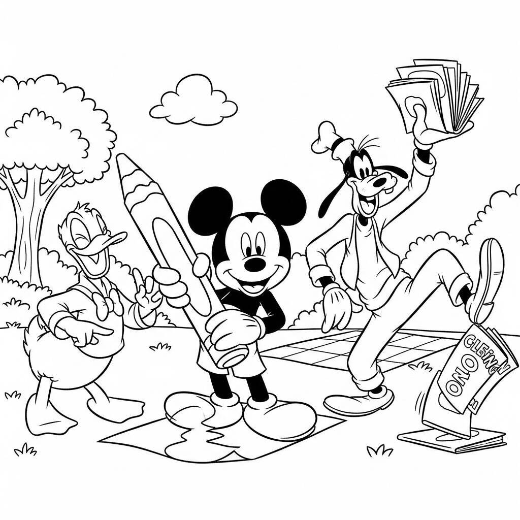 Desenho de Mickey Mouse e Amigos para Colorir