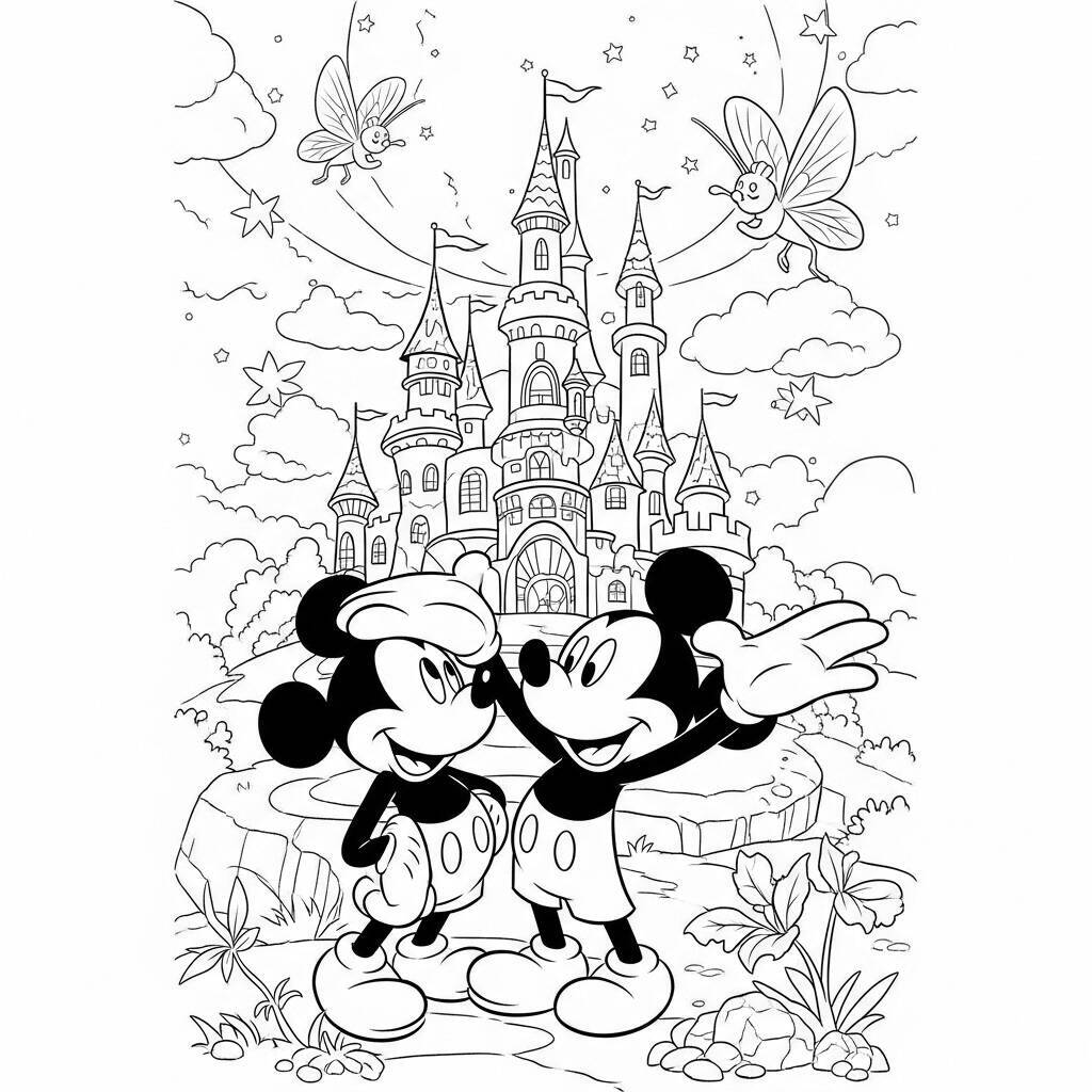 Desenho de Mickey Mouse e o Mundo Encantado para Colorir