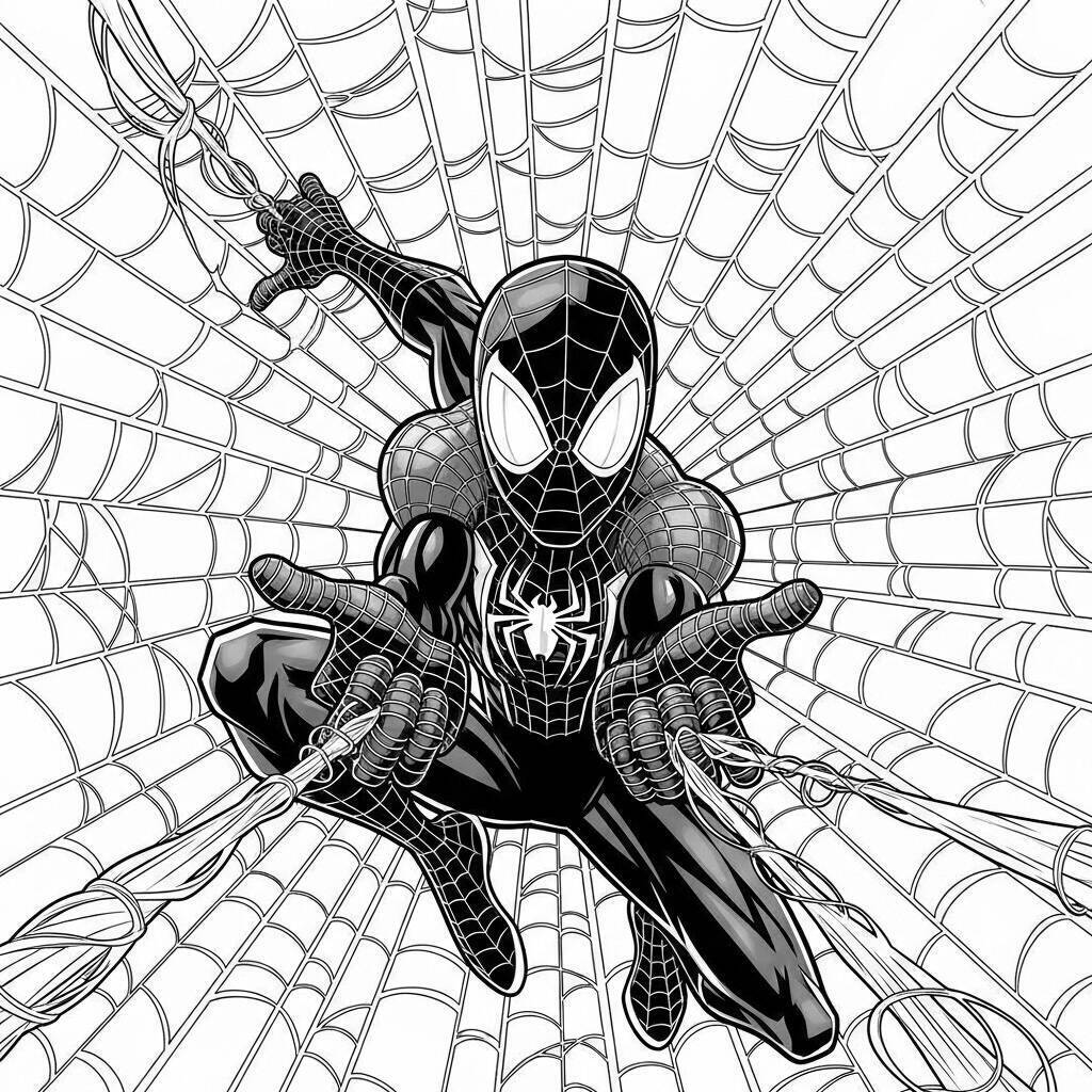 Desenho de Miles Morales e a Teia para Colorir