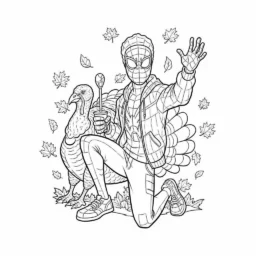 Desenho de Miles Morales e o Dia de Ação de Graças para Colorir