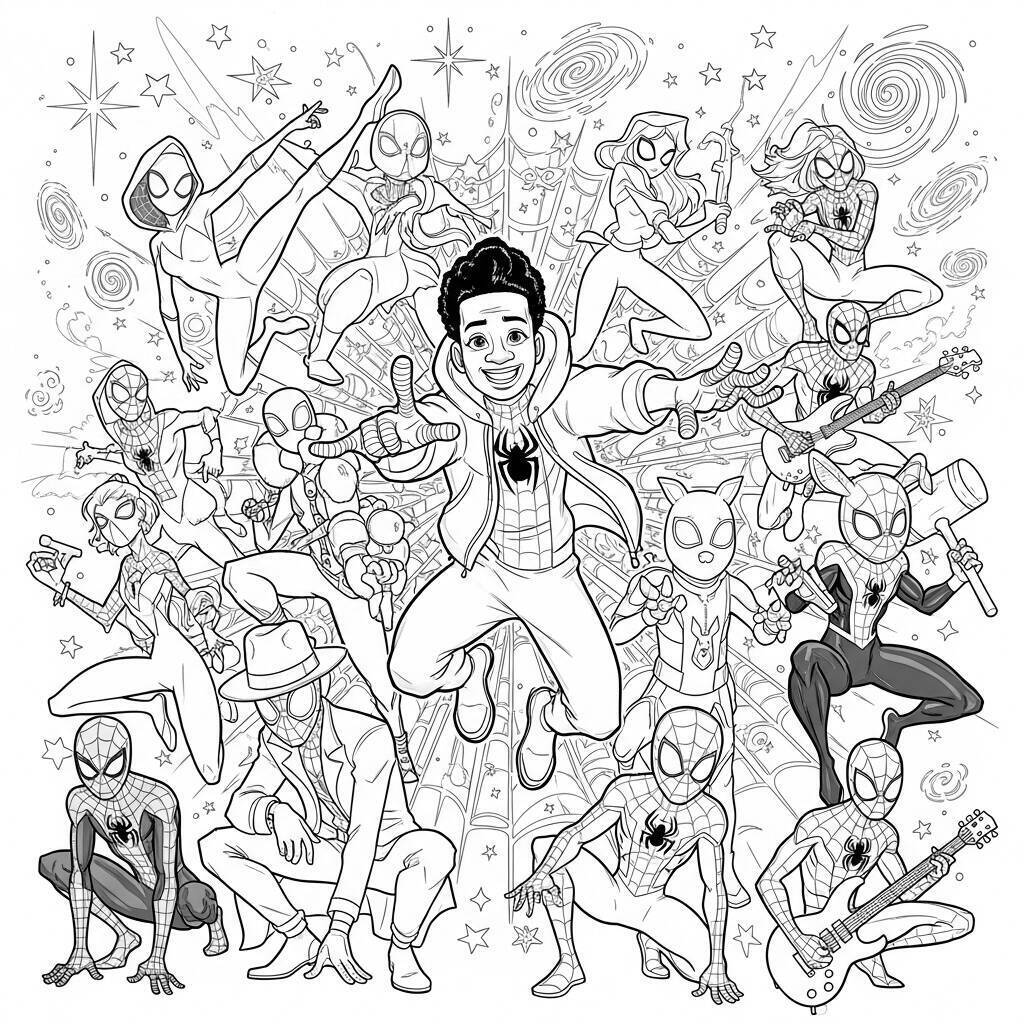 Desenho de Miles Morales e o Spider-Verse para Colorir