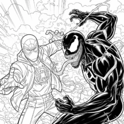 Miles Morales and Venom Coloring Page