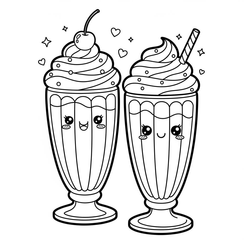 Desenho de Milkshake Kawaii para Colorir