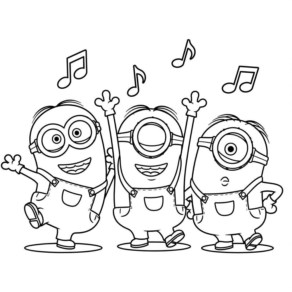 Desenho de Minions Dançando para Colorir