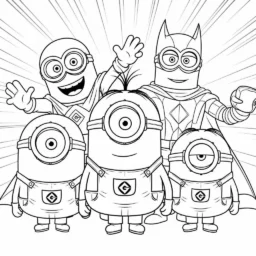 Desenho de Minions e Super-Heróis para Colorir