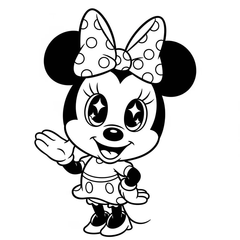 Desenho de Minnie Mouse Kawaii para Colorir