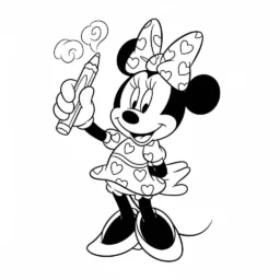 Desenho de Minnie Mouse com Vestido de Coração para Colorir