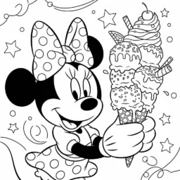 Desenho de Minnie Mouse e Sorvete para Colorir