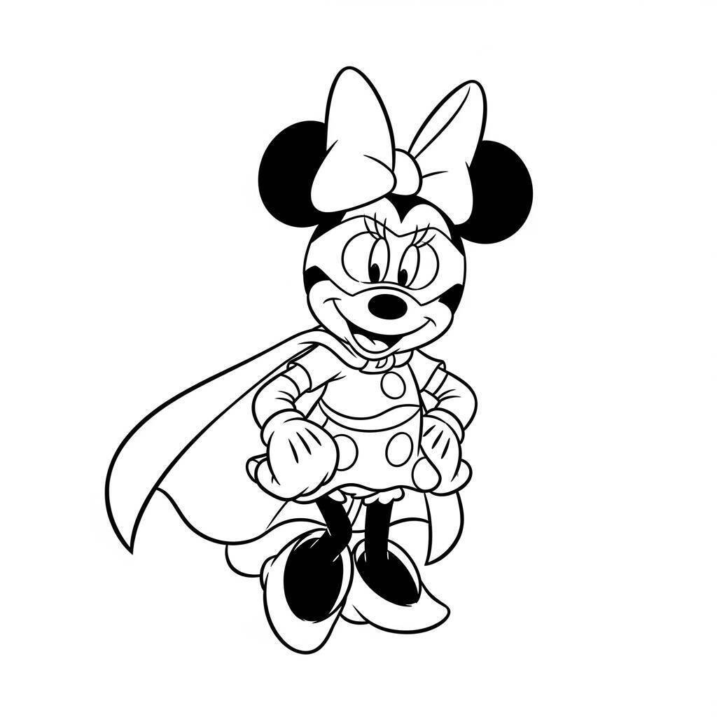 Desenho de Minnie Mouse e os Super-Heróis para Colorir