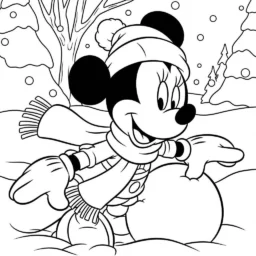 Desenho de Minnie Mouse em um Dia de Inverno para Colorir