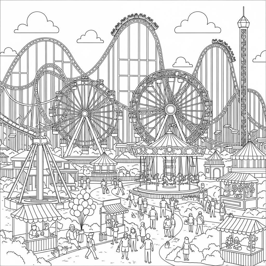 Desenho de Montanha Russa para Colorir