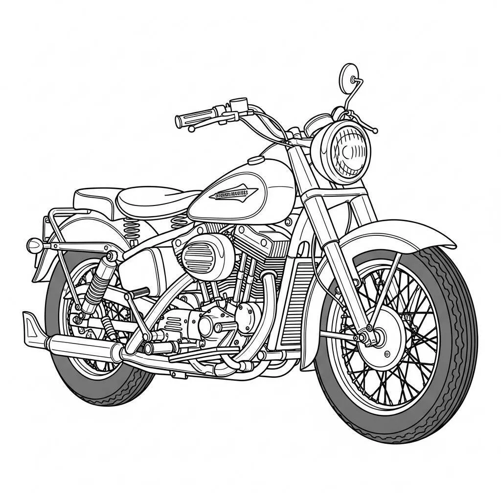 Desenho-de-Motocicleta-Classica-para-Colorir Desenho de Motocicleta Clássica para Colorir