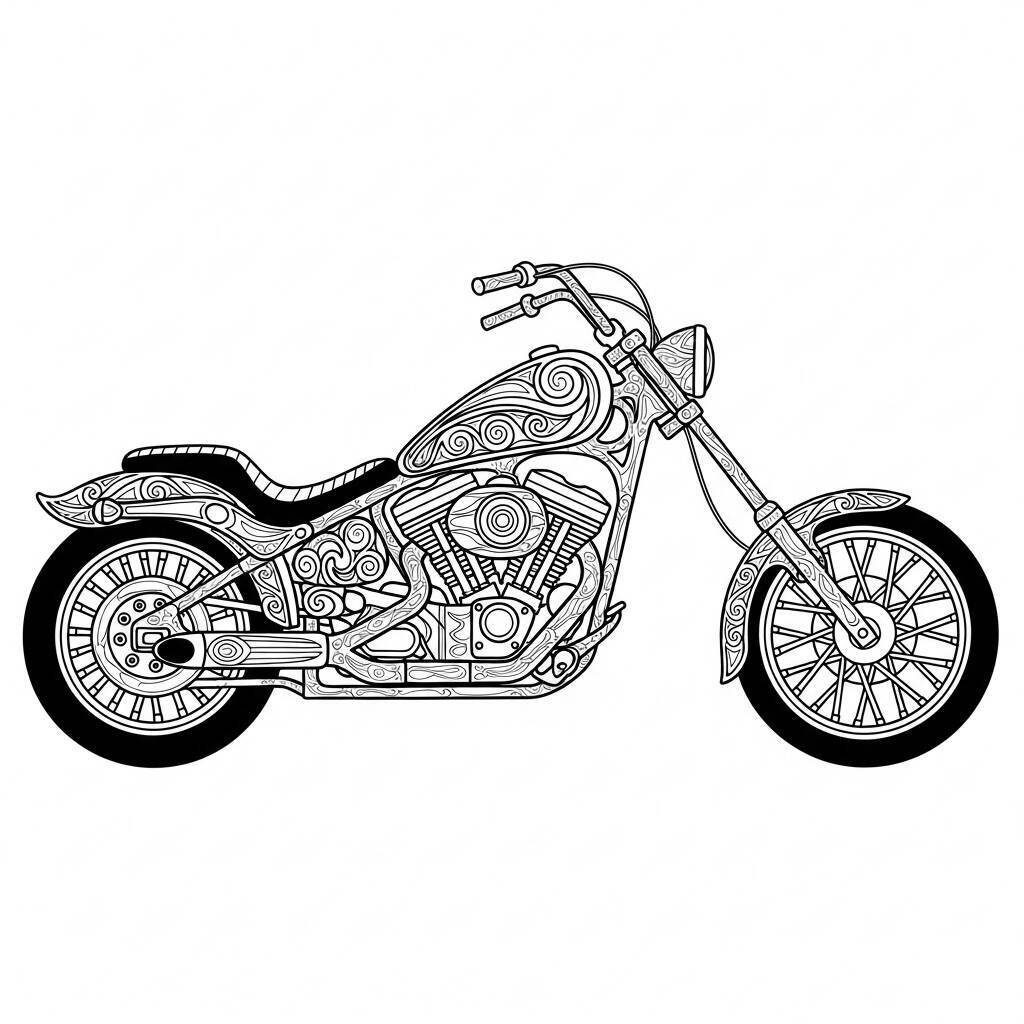 Desenho de Motocicleta Estilizada para Colorir