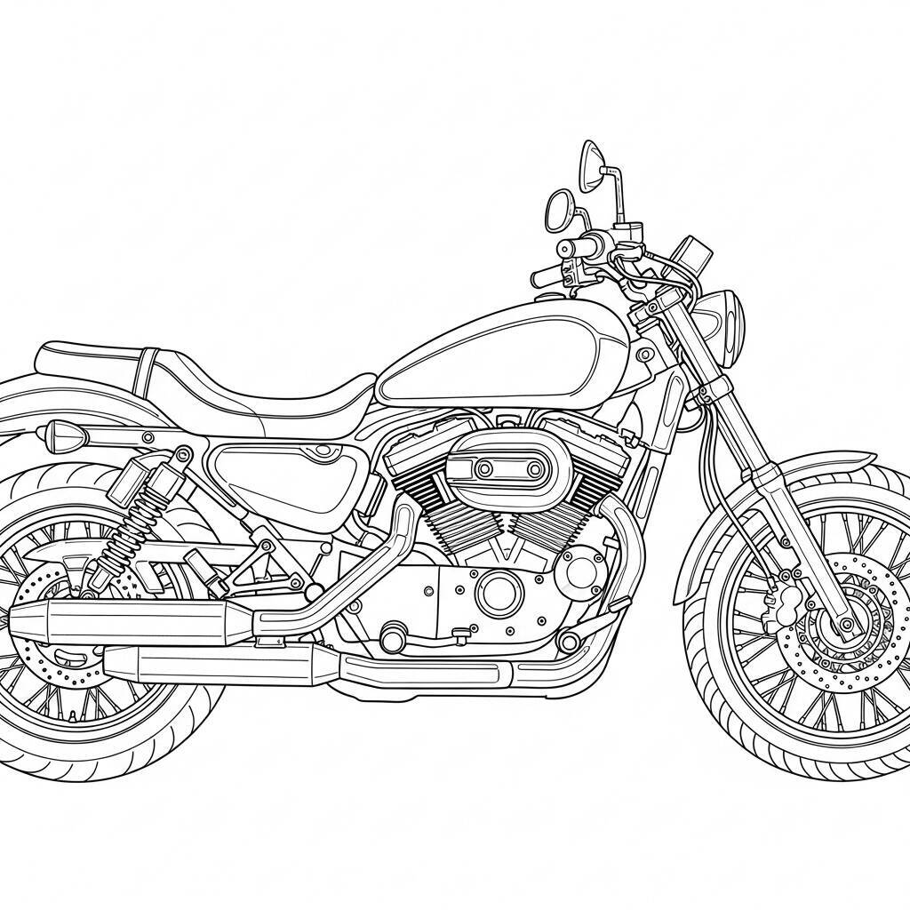 Desenho de Motocicleta Realista para Colorir
