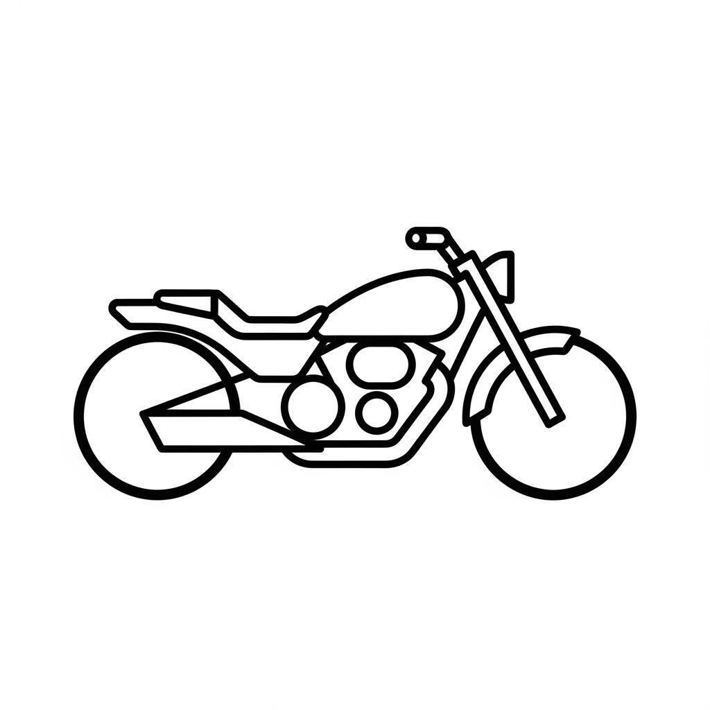 Desenho de Motocicleta com Estilo Minimalista para Colorir