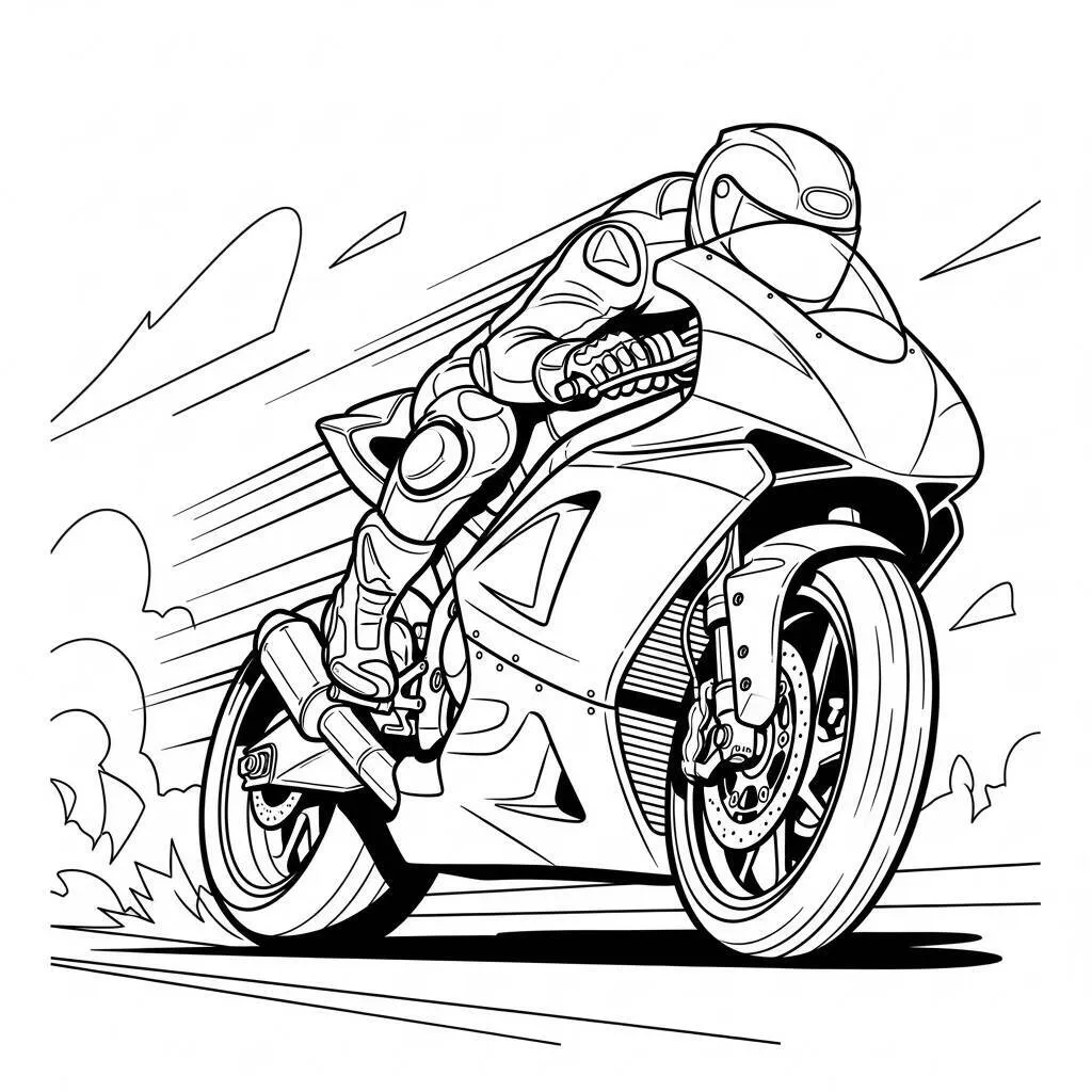 Desenho de Motocicleta de Corrida para Colorir