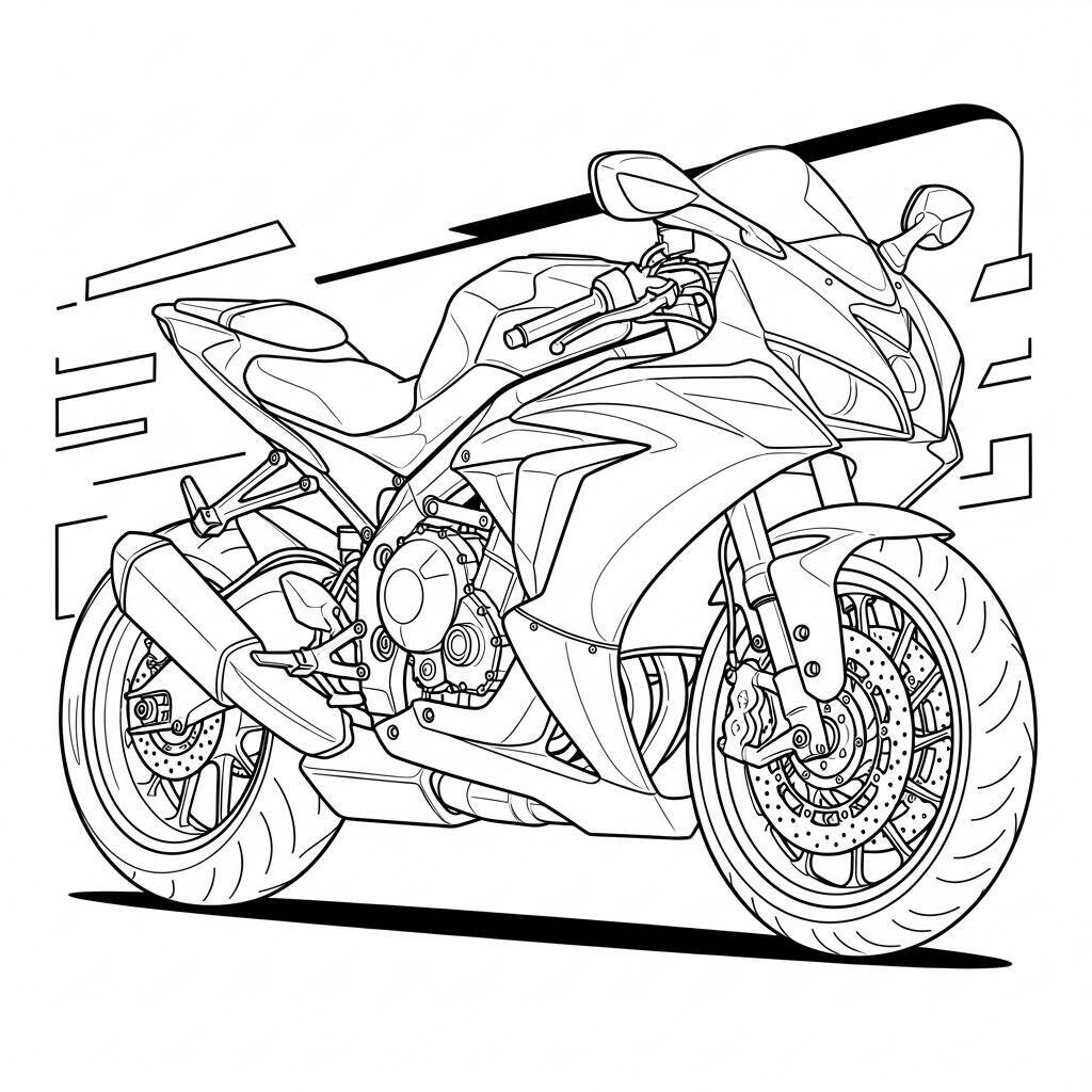 Desenho de Motocicleta para Colorir com Cores Vibrantes