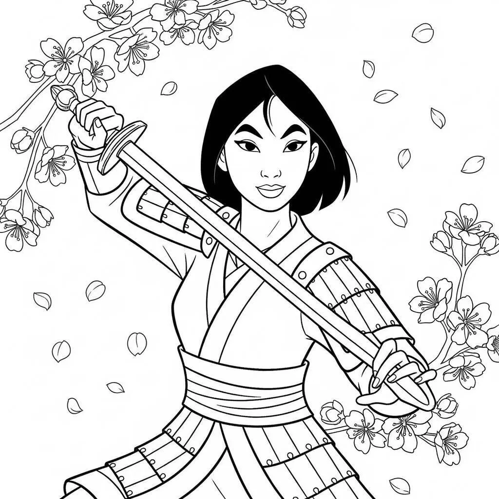 Desenho de Mulan para Colorir