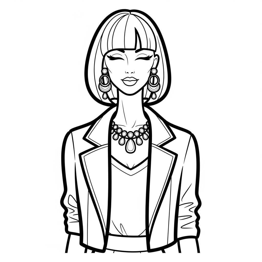 Desenho de Mulher Adulta Estilizada para Colorir