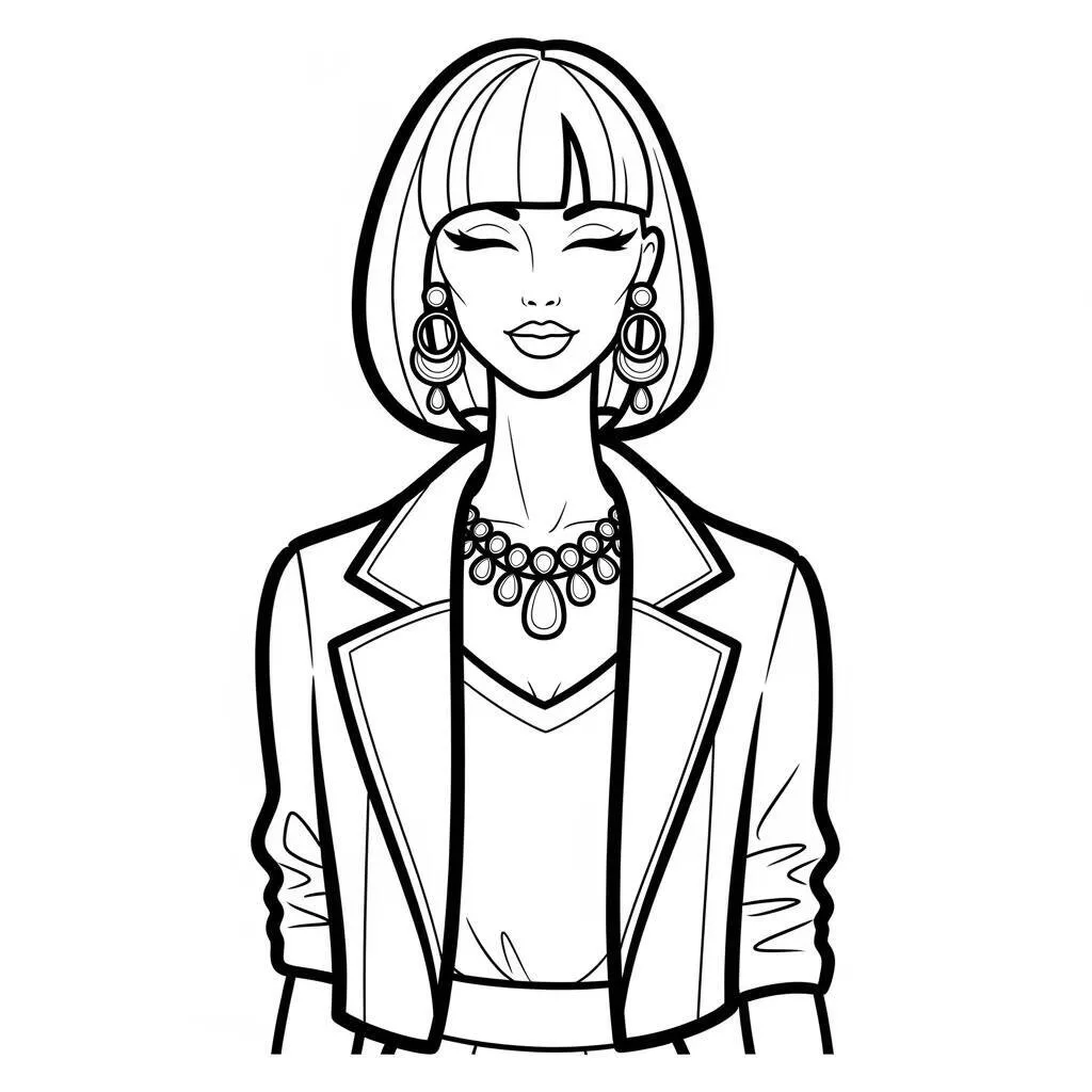 Desenho de Mulher Adulta Estilizada para Colorir