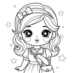 Desenho de Mulher Adulta Kawaii para Colorir