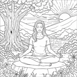 Desenho de Mulher Adulta Meditando para Colorir