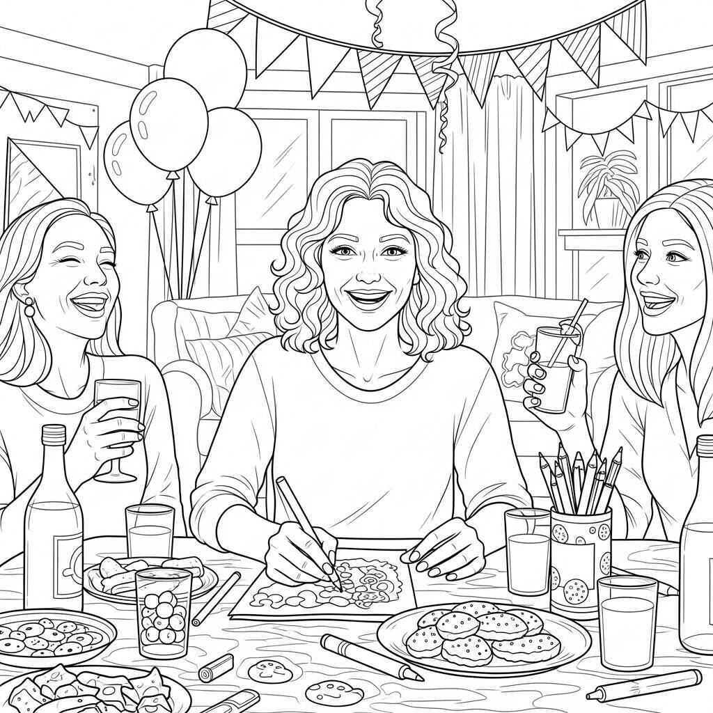Desenho de Mulher Adulta e Amizade para Colorir