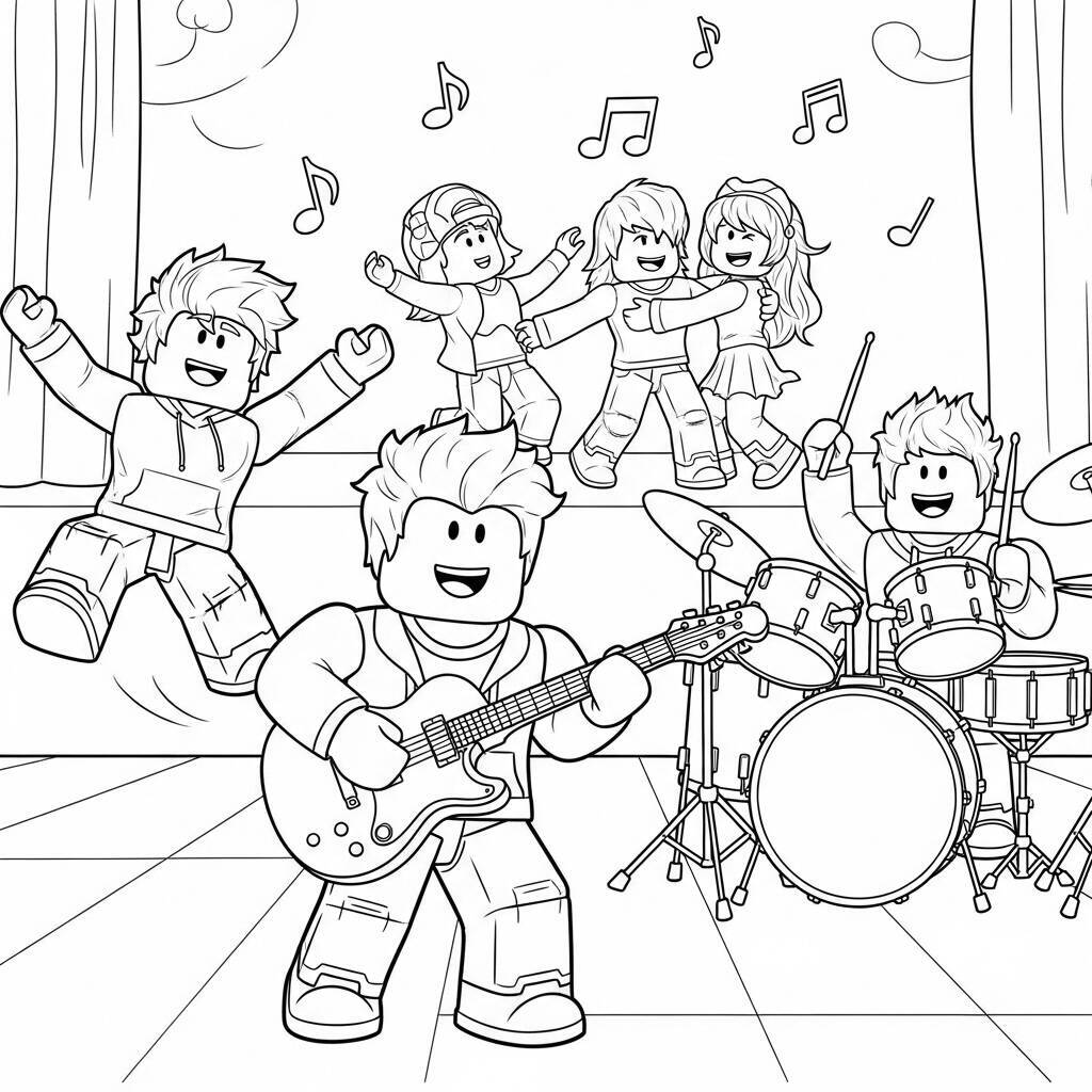 Desenho de Música do Roblox para Colorir