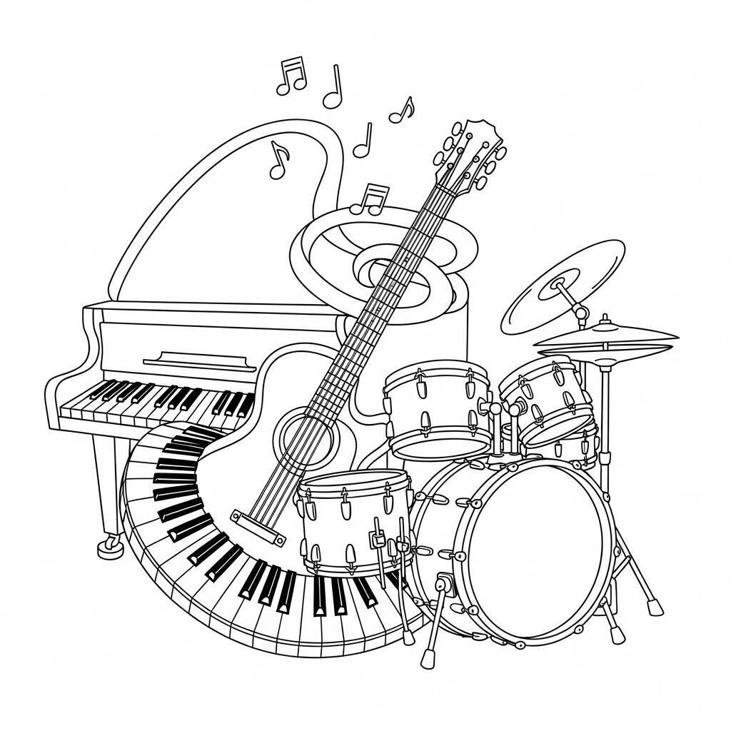 Desenho de Música para Colorir
