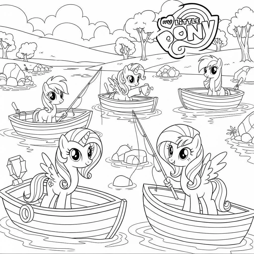 Desenho-de-My-Little-Pony-e-a-Aventura-no-Lago-para-Colorir Desenho de My Little Pony e a Aventura no Lago para Colorir