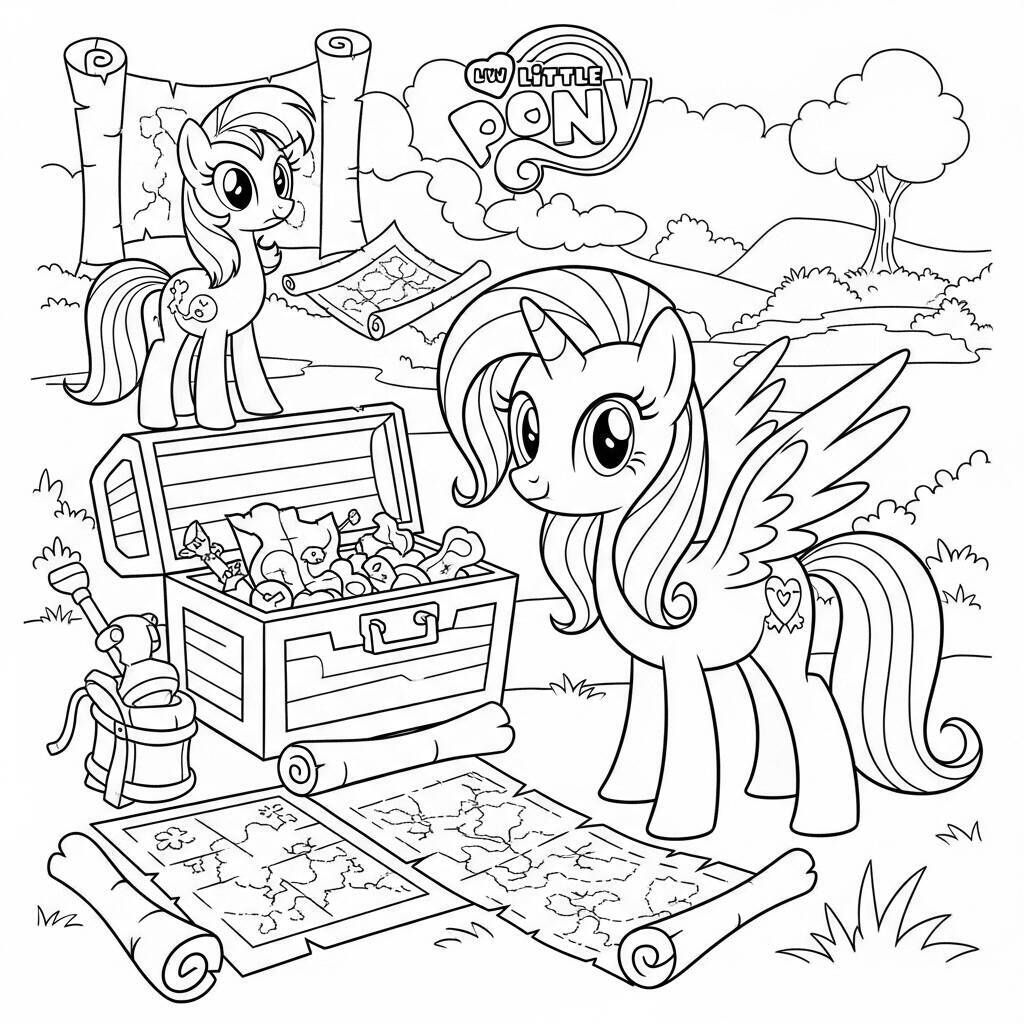 Desenho de My Little Pony e a Caça ao Tesouro para Colorir