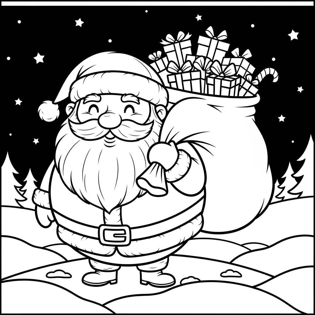 Desenho de Natal Fofo para Colorir