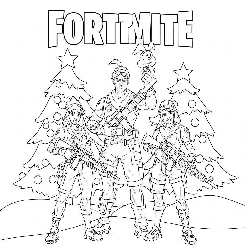 Desenho de Natal Fortnite para Colorir