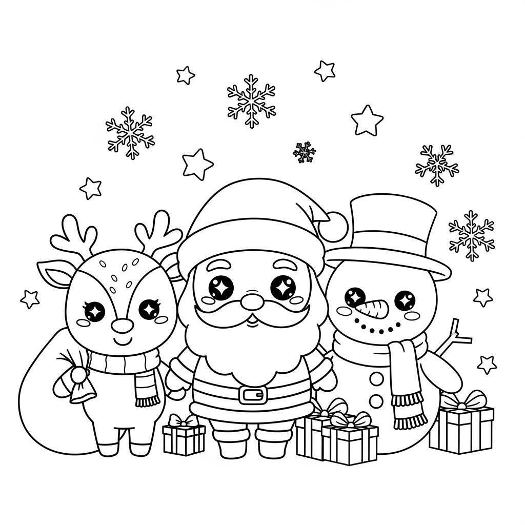 Coloriage de Noël Kawaii