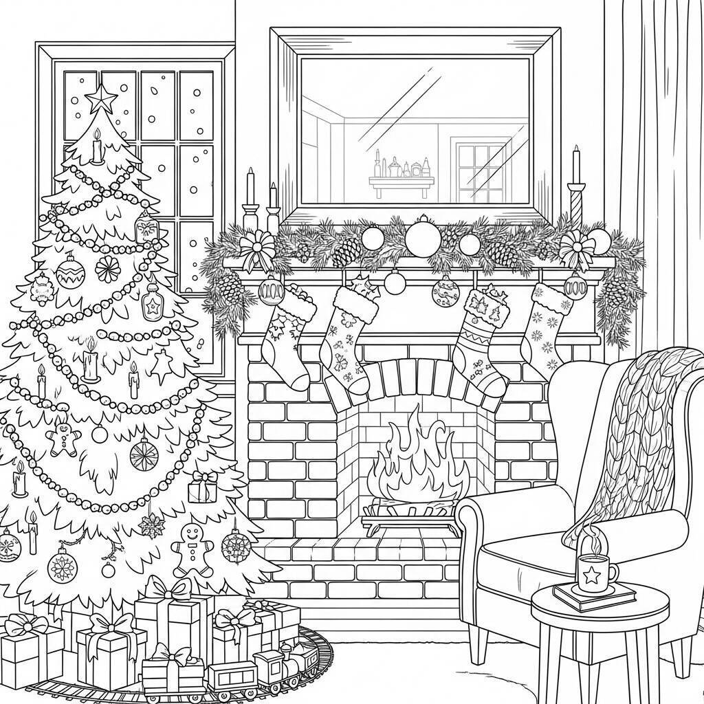 Coloriage de Noël vintage