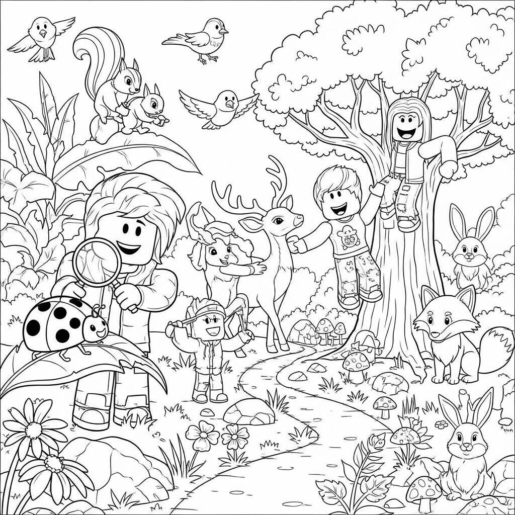 Desenho de Natureza do Roblox para Colorir