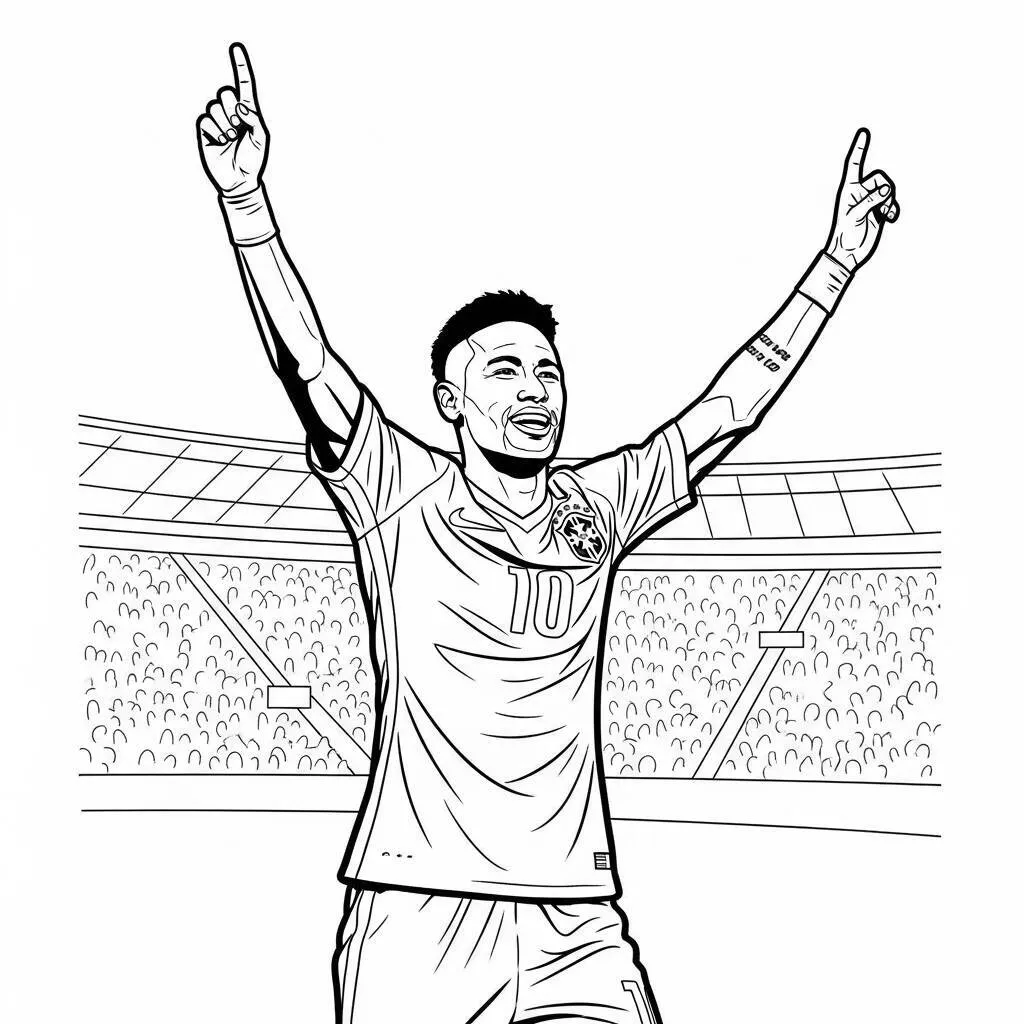 Desenho-de-Neymar-Celebrando-um-Gol-para-Colorir Desenho de Neymar Celebrando um Gol para Colorir