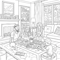 Desenho de Neymar e sua Família para Colorir