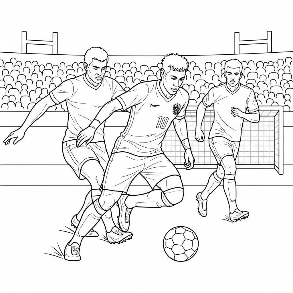 Desenho de Neymar em Ação para Colorir
