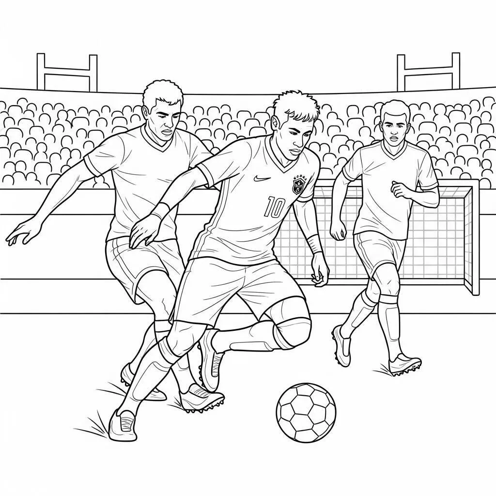 Desenho de Neymar em Ação para Colorir