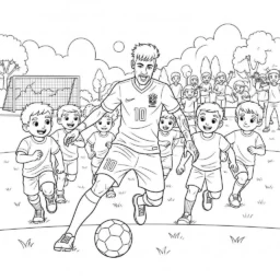 Desenho de Neymar em um Evento de Caridade para Colorir