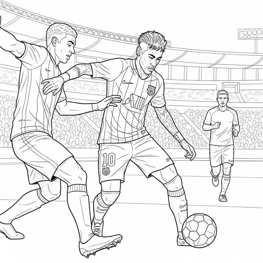 Desenho de Neymar em um Jogo de Amistoso para Colorir