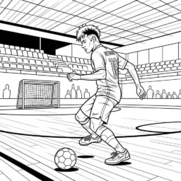 Desenho de Neymar em um Jogo de Futsal para Colorir
