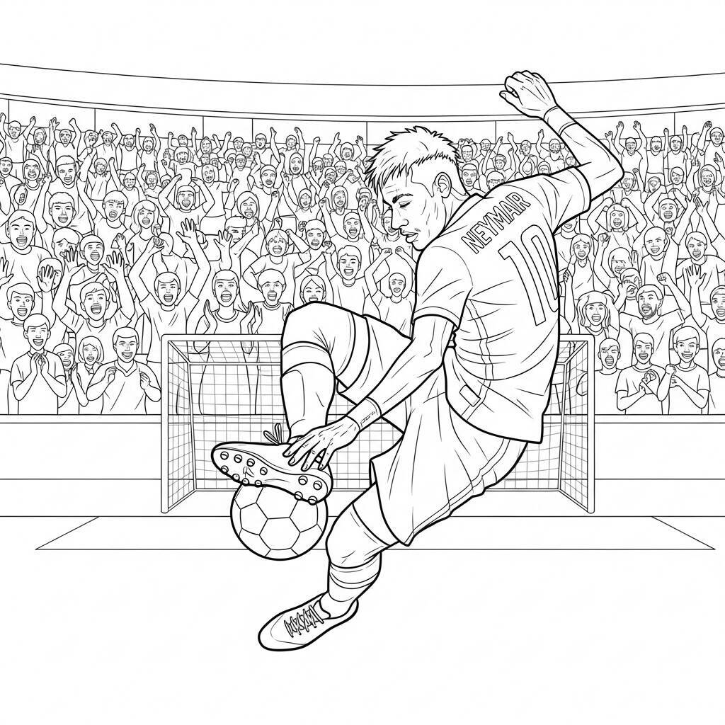 Desenho de Neymar em uma Competição de Freestyle para Colorir