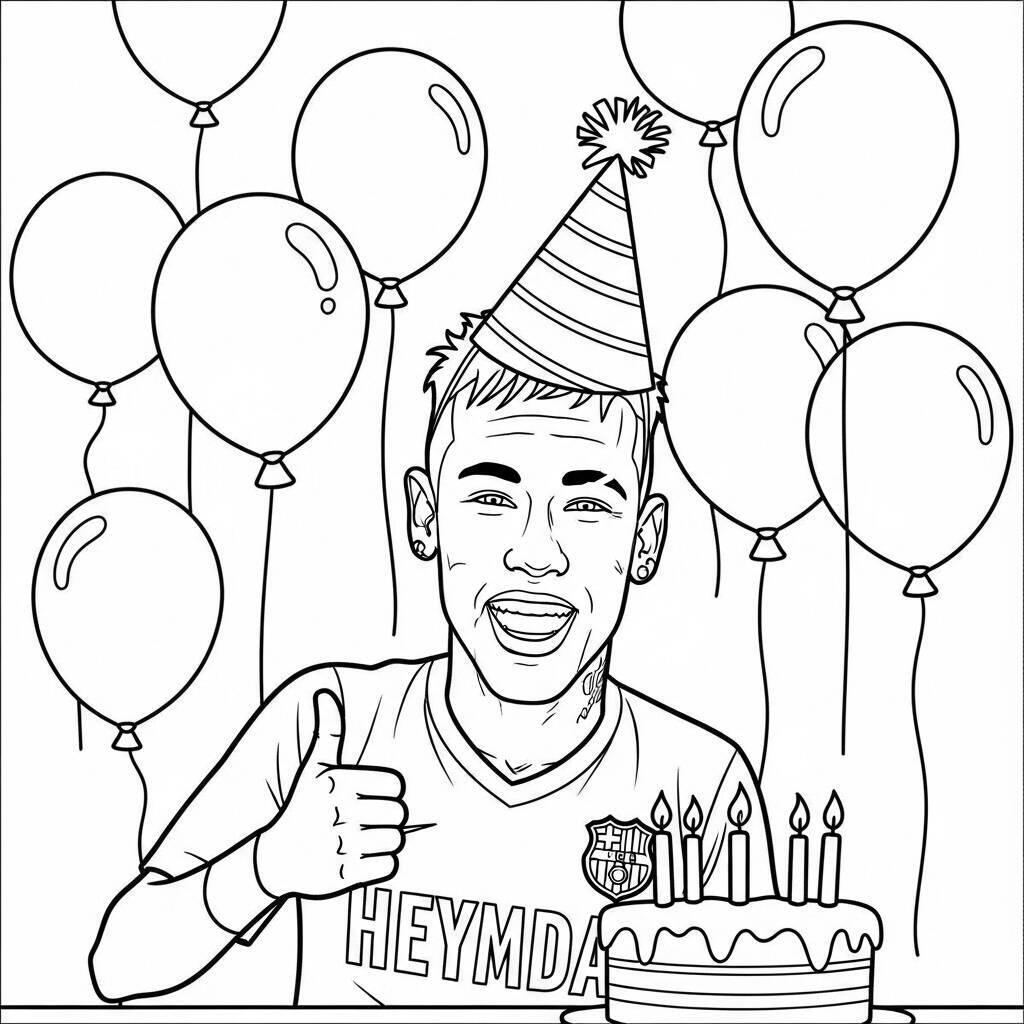 Desenho de Neymar em uma Festa para Colorir
