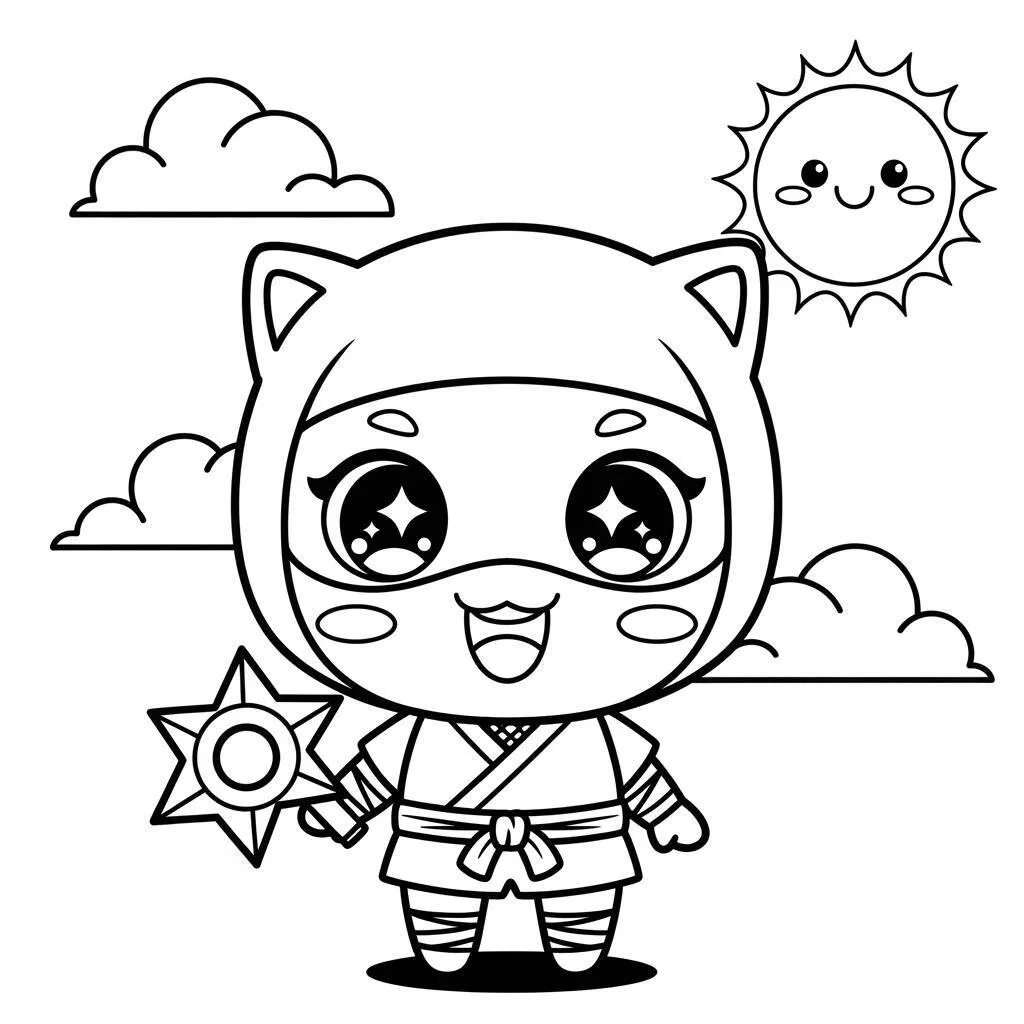 Desenho de Ninja Kawaii para Colorir