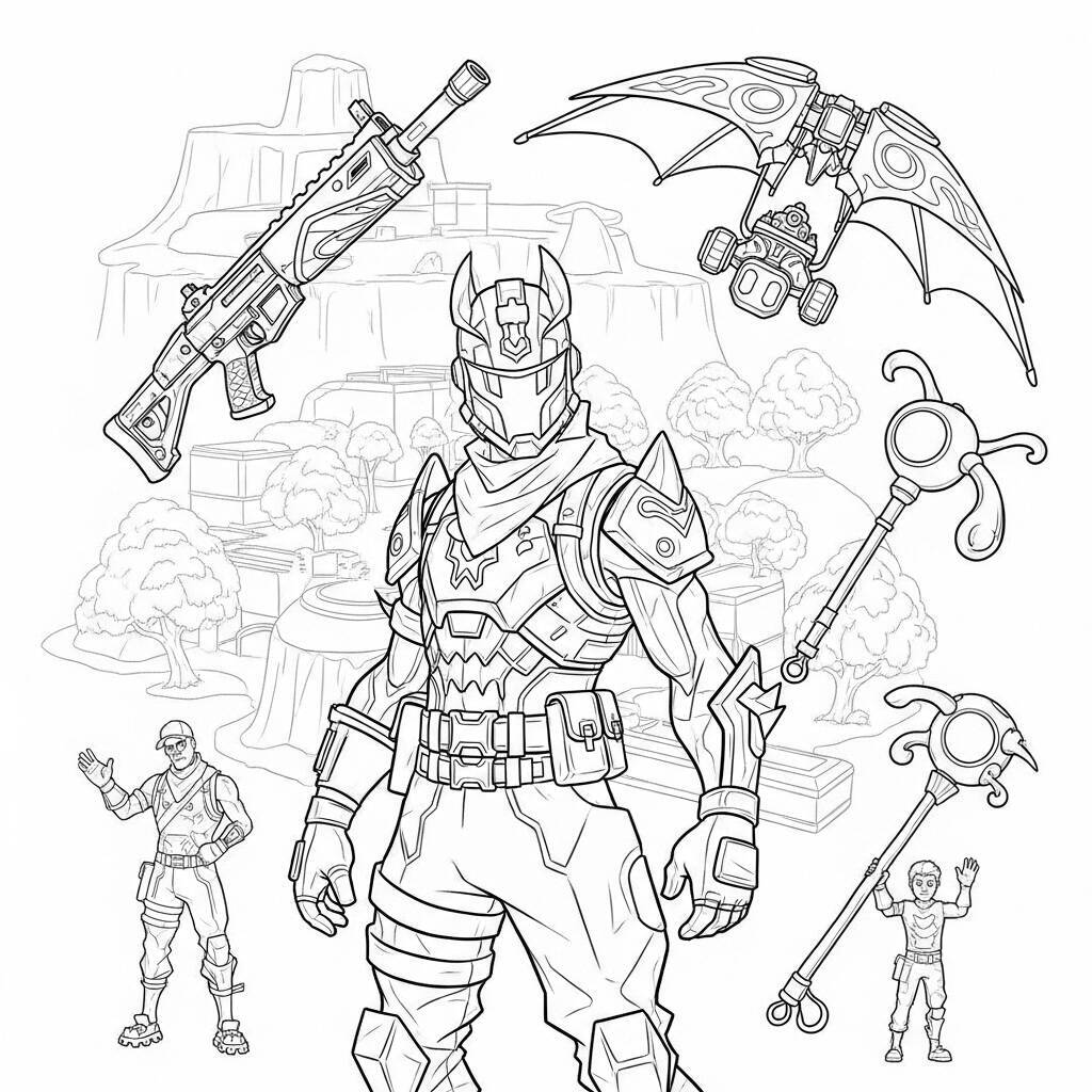 Desenho de Novidades Fortnite para Colorir