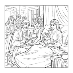 Desenho de O Nascimento de João Batista para Colorir